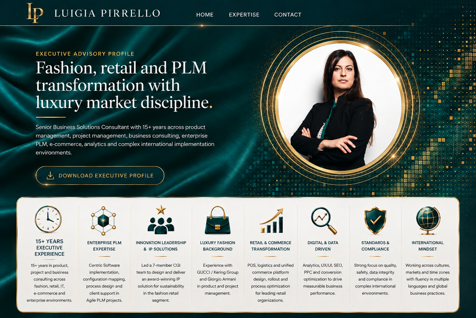 Luigia Pirrello executive advisory profile for fashion, retail and PLM transformation with selected expertise highlights